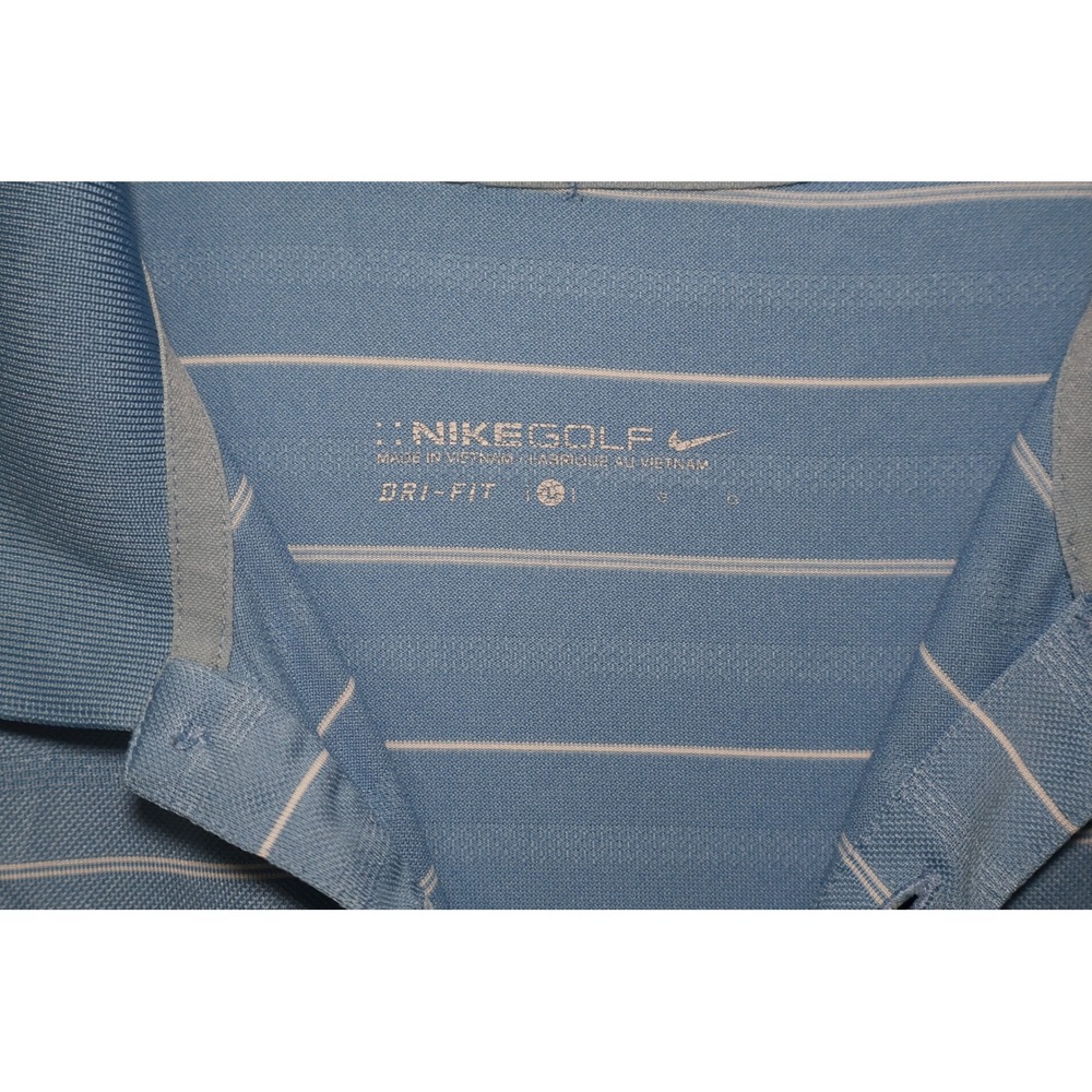 Nike Golf Mens Dri-FIT Polo Shirt Light Blue Striped Short Sleeve Size Large - Picture 4 of 4